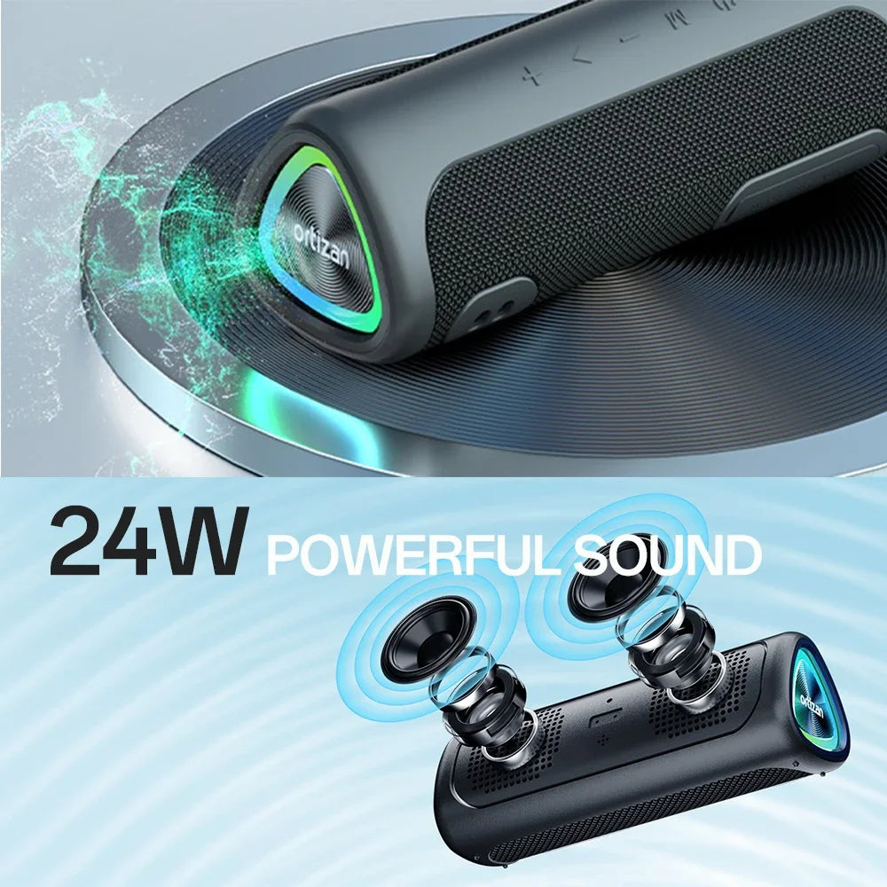 Ortizan Altavoz Bluetooth 24W AUX TF USB IPX7
