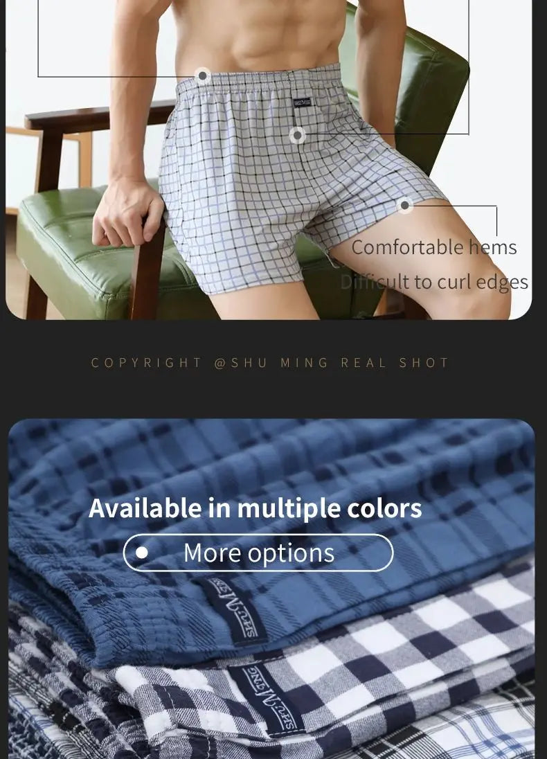 Pantalones Aro para hombre, ropa interior de celosía de algodón, pantalones cortos holgados de cintura alta para verano, finos y transpirables, calzoncillos con bolsa, M-3XL de talla grande
