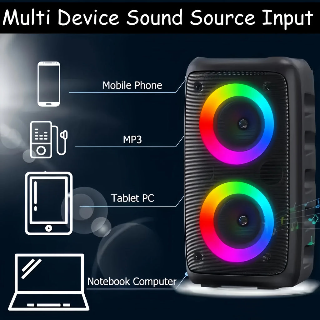 Altavoz inalámbrico De Karaoke con Bluetooth, Subwoofer portátil con micrófono, Radio, lámpara FM, caja De sonido, música, LED, TWS, Caixa De Som