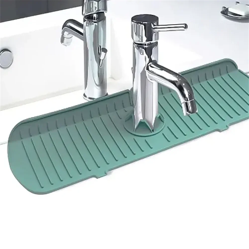Esteras receptoras de agua para grifo de silicona, almohadillas de secado a prueba de derrames para fregadero de cocina, drenaje antideslizante y protector contra salpicaduras, estera colectora de agua