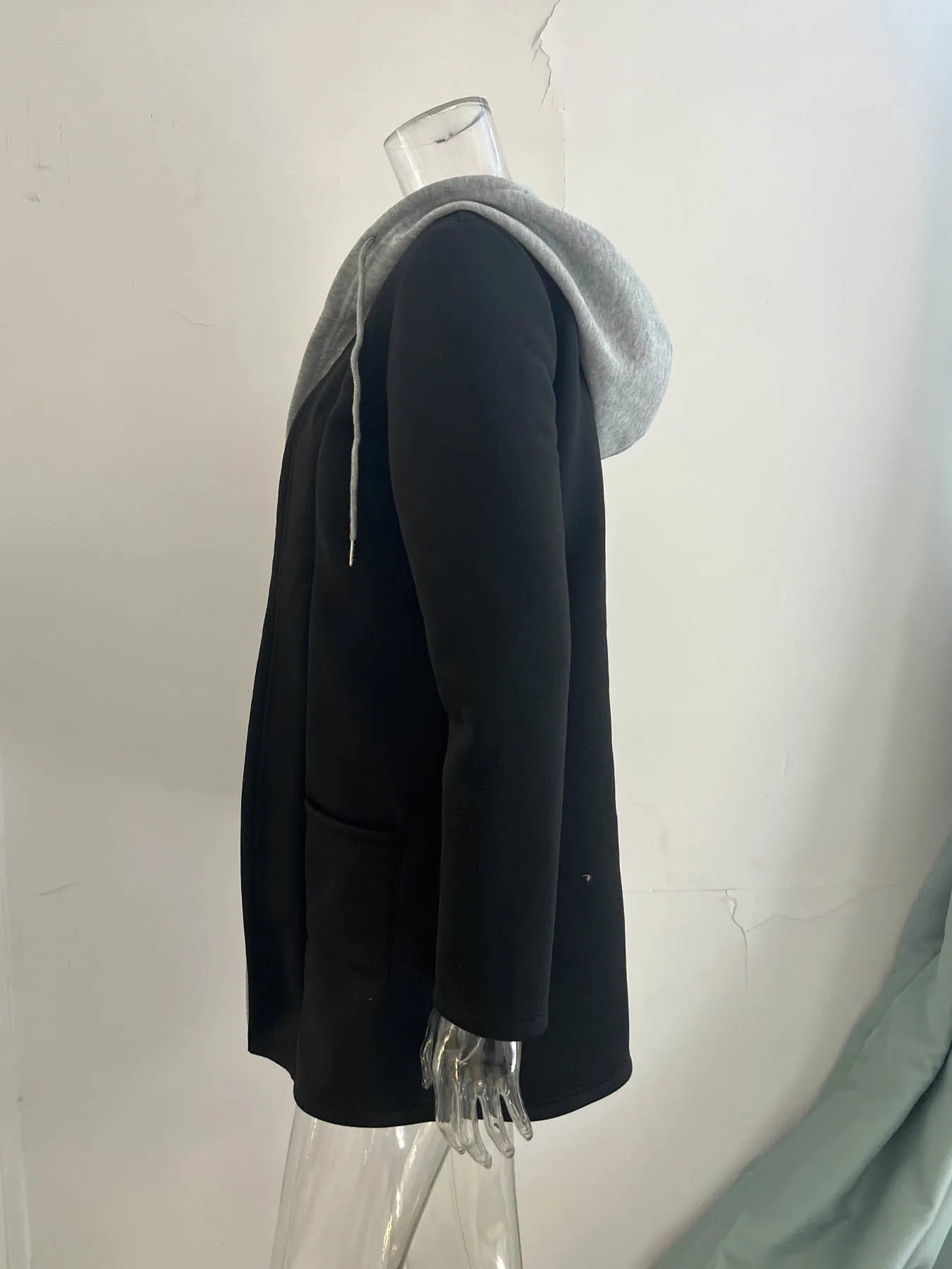 Otoño e Invierno nueva mujer casual moda patchwork color a juego cardigan sudadera con capucha