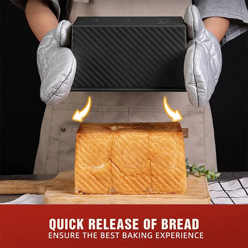 LMETJMA-artén para pan Pullman con tapa, 1 lb, sartén antiadherente para pan, caja para tostadas corrugada rectangular de acero al carbono, molde para pastel JT157