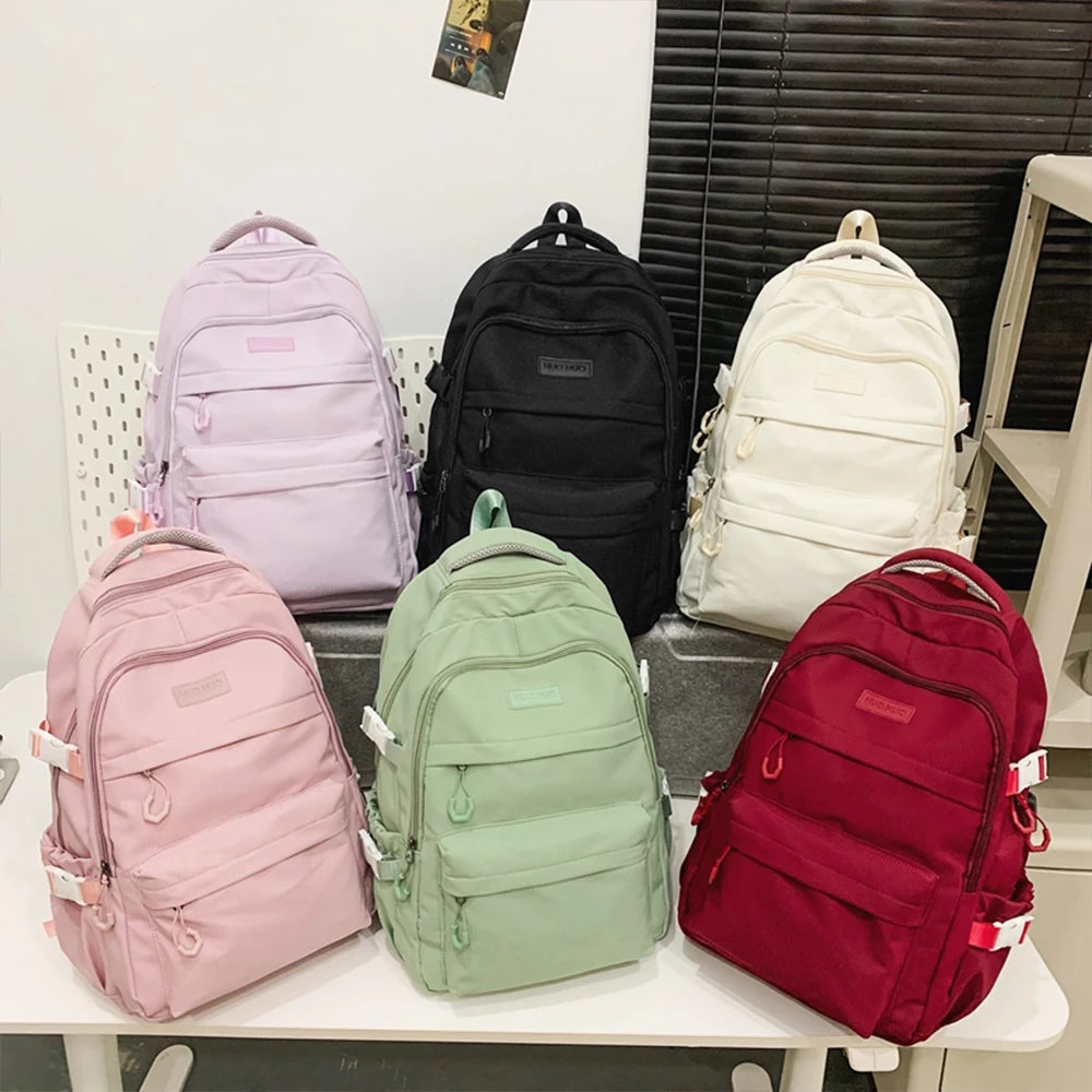 Mochila informal de nailon con múltiples bolsillos, mochila de gran capacidad con puerto de carga USB, bolso duradero para la escuela y el trabajo