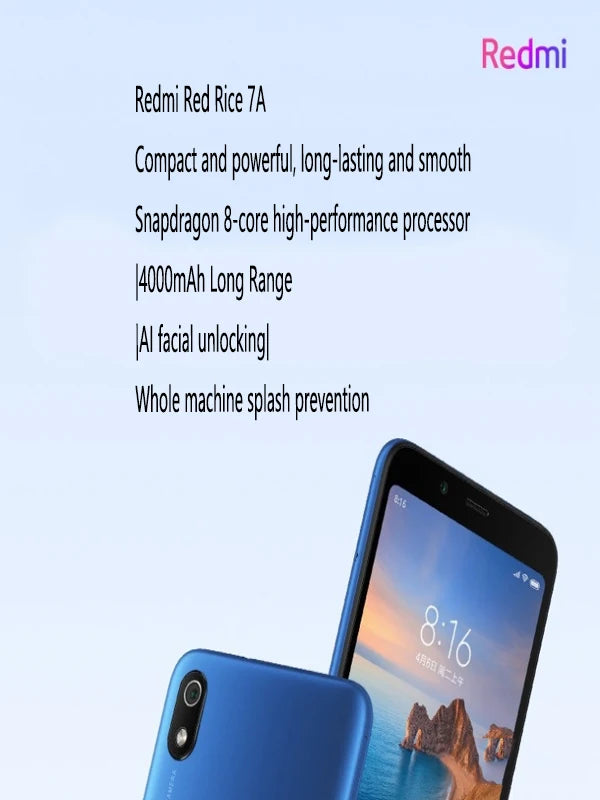 Xiaomi-teléfono inteligente Redmi 7A, dispositivo con firmware Global, 4G, 5,45 pulgadas, 1440x720, 13MP, Qualcomm, Snapdragon 439, reconocimiento facial, usado