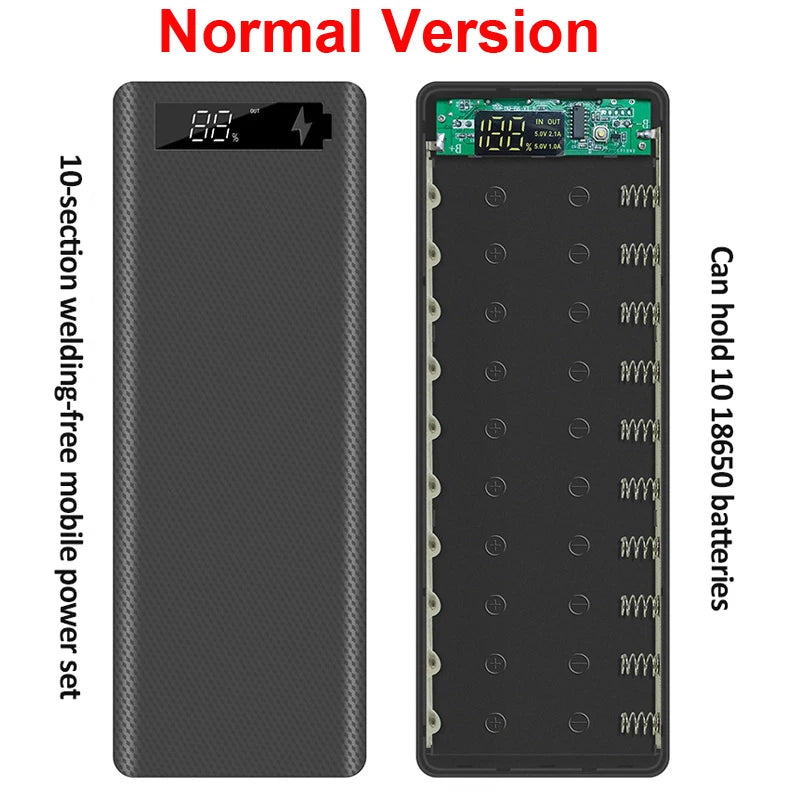 Estuche DIY para Power Bank 10x18650 con Carga Rápida QC 3.0