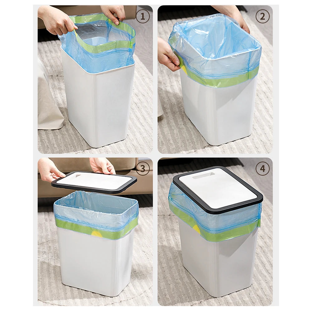 Cubo de basura con tapa a presión de plástico para baño, cocina y hogar