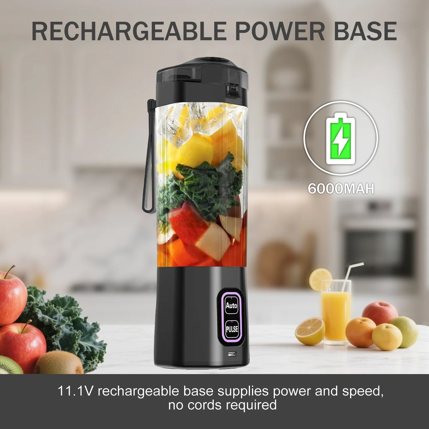 Licuadora Eléctrica Portátil para Jugos y Batidos de Frutas