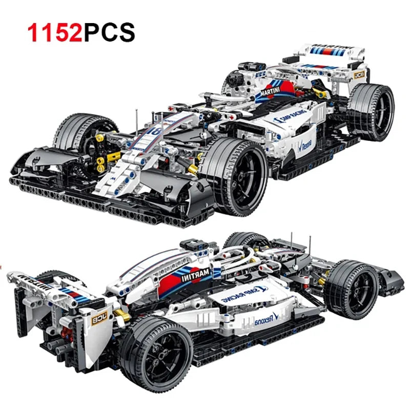 1152 piezas técnicas 023004   Coches de fórmula F1, bloques de construcción, coches de carreras deportivos, súper modelo, Kits de ladrillos, juguetes para niños, regalos