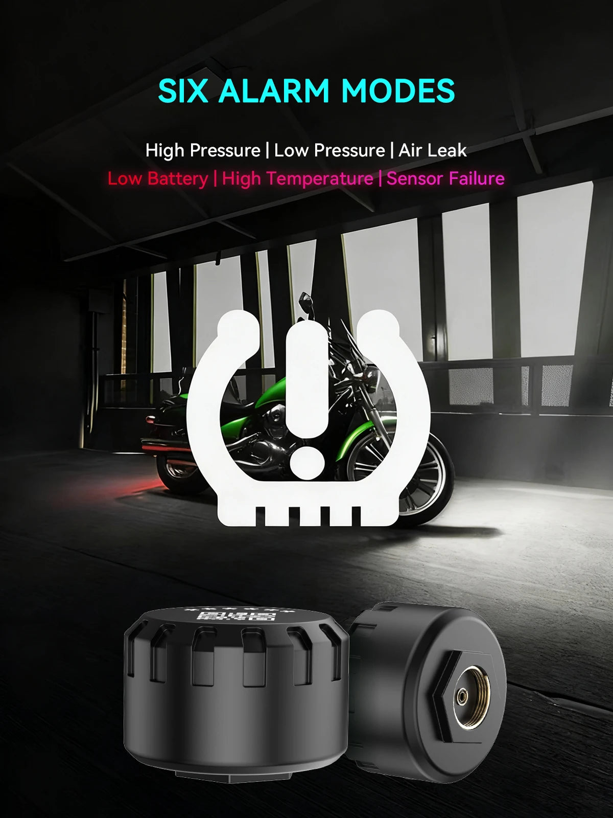 Sistema de supervisión de presión de neumáticos de motocicleta Bluetooth TPMS para motocicletas Monitor de presión y temperatura de neumáticos en tiempo Real con