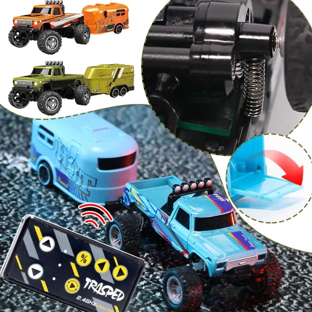 Mini coche de escalada todoterreno con Control remoto de 2,4G, camión monstruo todoterreno RC, modelo de aleación 1/64, vehículo todoterreno de juguete eléctrico