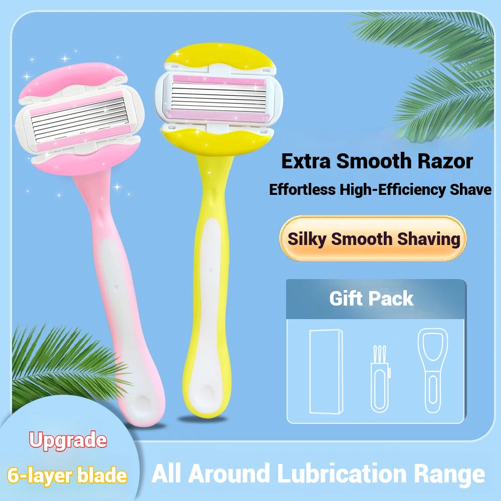Maquinilla de afeitar de seguridad para mujer, utensilio para eliminar el vello Facial con tira de Aloe Vera, maquinillas de afeitar suaves para cara, brazos, piernas, manos, axilas, Bikini
