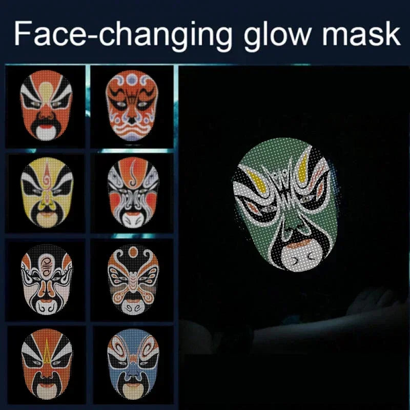Mascarillas faciales LED con Bluetooth inteligente, Control programable por aplicación, cambio de cara, fotos DIY para exhibición de fiesta, máscara de luz LED para Halloween