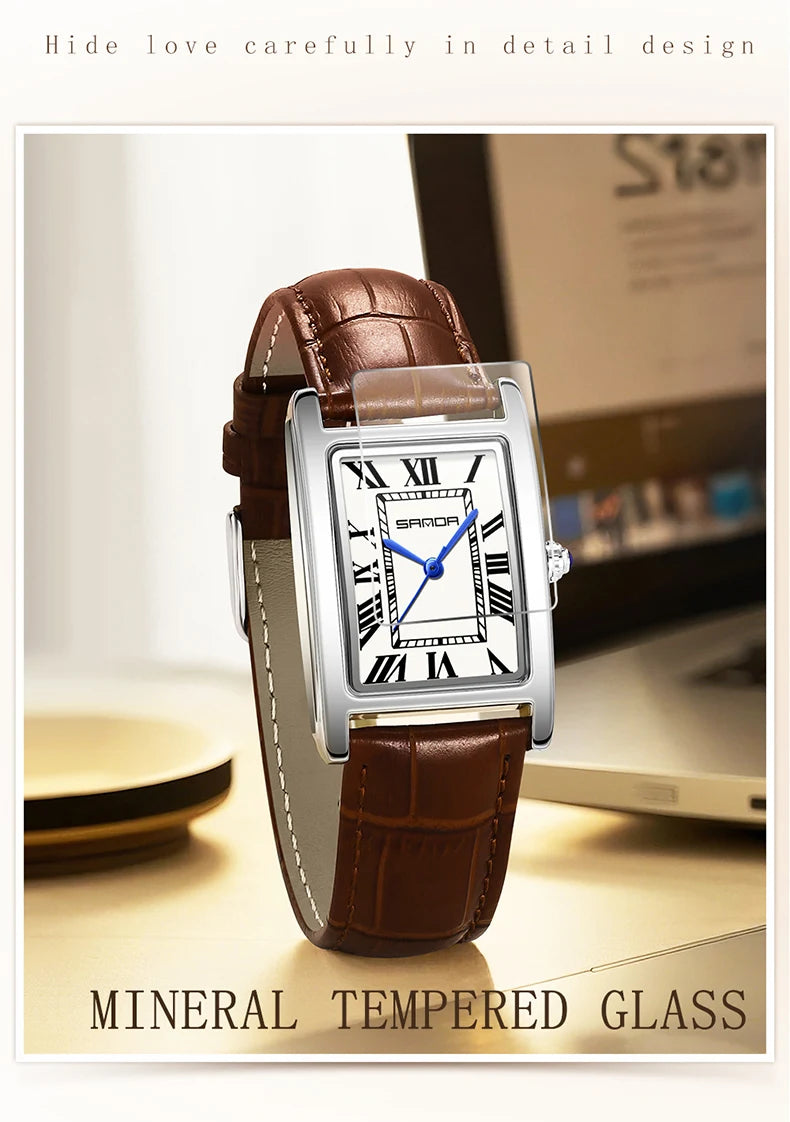 Relojes de Cuarzo SANDA para Pareja, Correa de Cuero