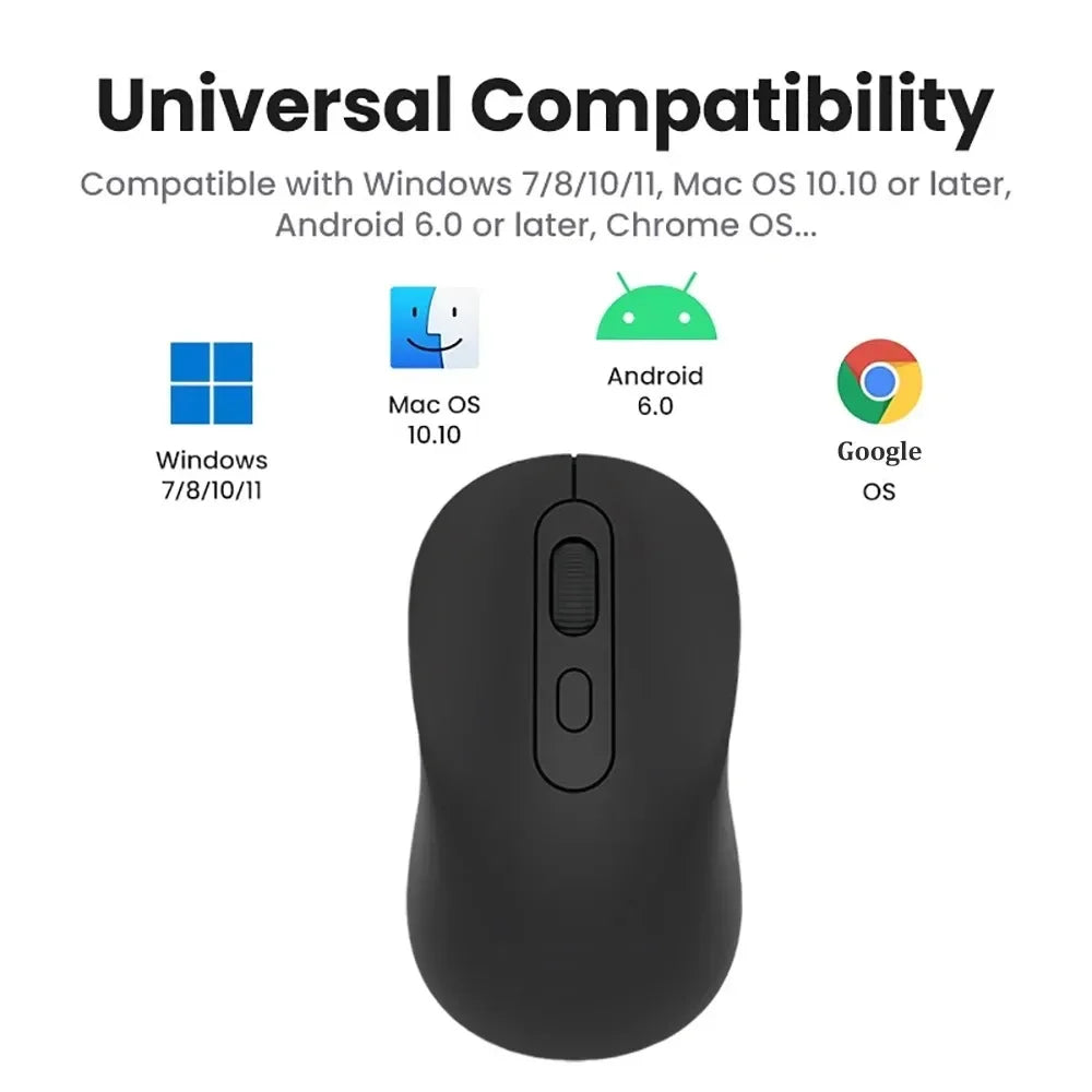 Ratón inalámbrico Bluetooth 5,2 de 2,4G, ratón recargable de modo Dual para juegos, ratón silencioso de 1600 DPI para PC, portátil, MacBook Pro Bluetooth 5.2 Mouse 2.4G Wireless Mouse Rechargeable Dual Mode Gaming Mous