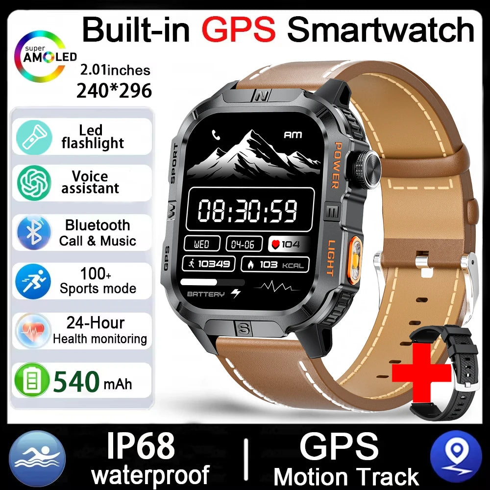 Reloj Inteligente Militar con GPS, LED, Brújula e IP68