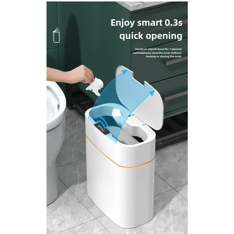 Bote de basura de inducción inteligente, sala de estar automática para el hogar, baño, nueva versión eléctrica, funda para cinturón de costura