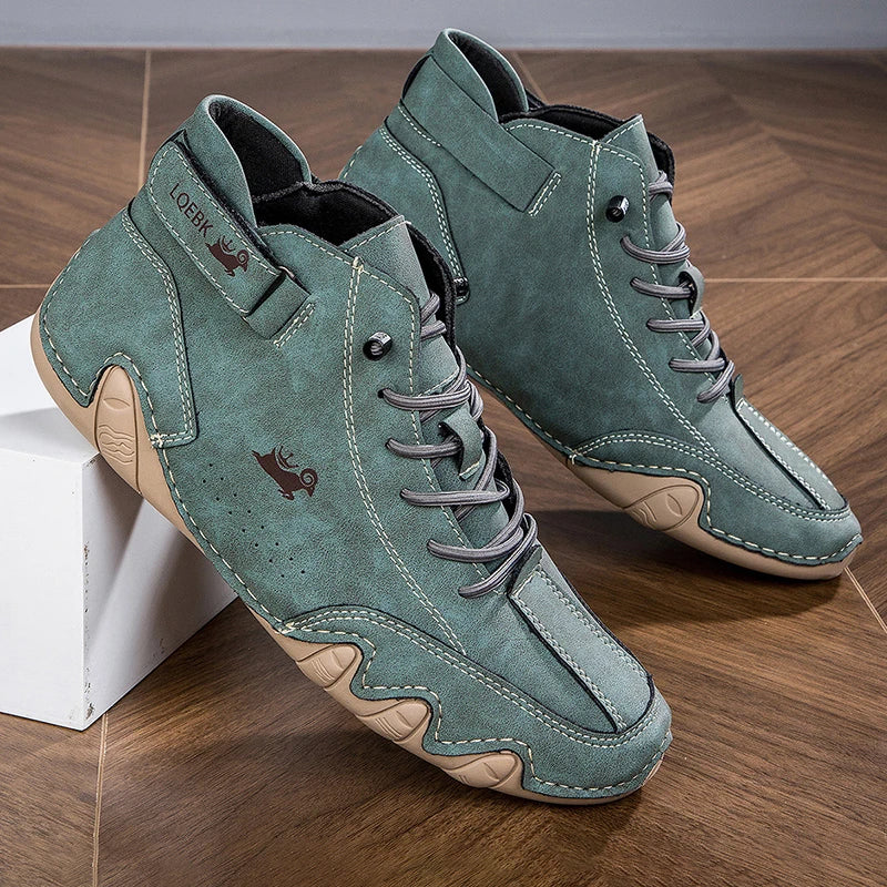 Zapatos informales de cuero, zapatillas de deporte para hombre, mocasines para caminar al aire libre, calzado cómodo, botas de lujo para hombre