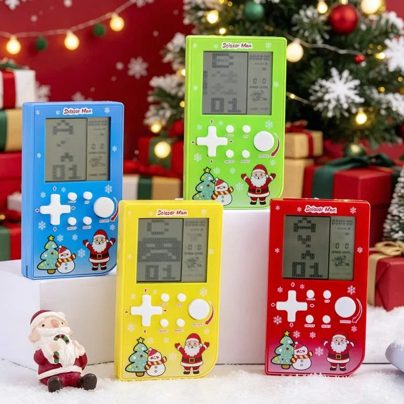 Consola de Juegos Retro con Diseño de Ladrillos Navideños, Tetris con Temática Festiva, Consola Electrónica Portátil, Regalo Festivo