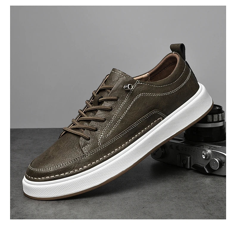 Zapatos de cuero genuino para hombre de marca, cómodas plantillas de suela blanda, zapatos Oxford informales para hombre, calzado deportivo para exteriores