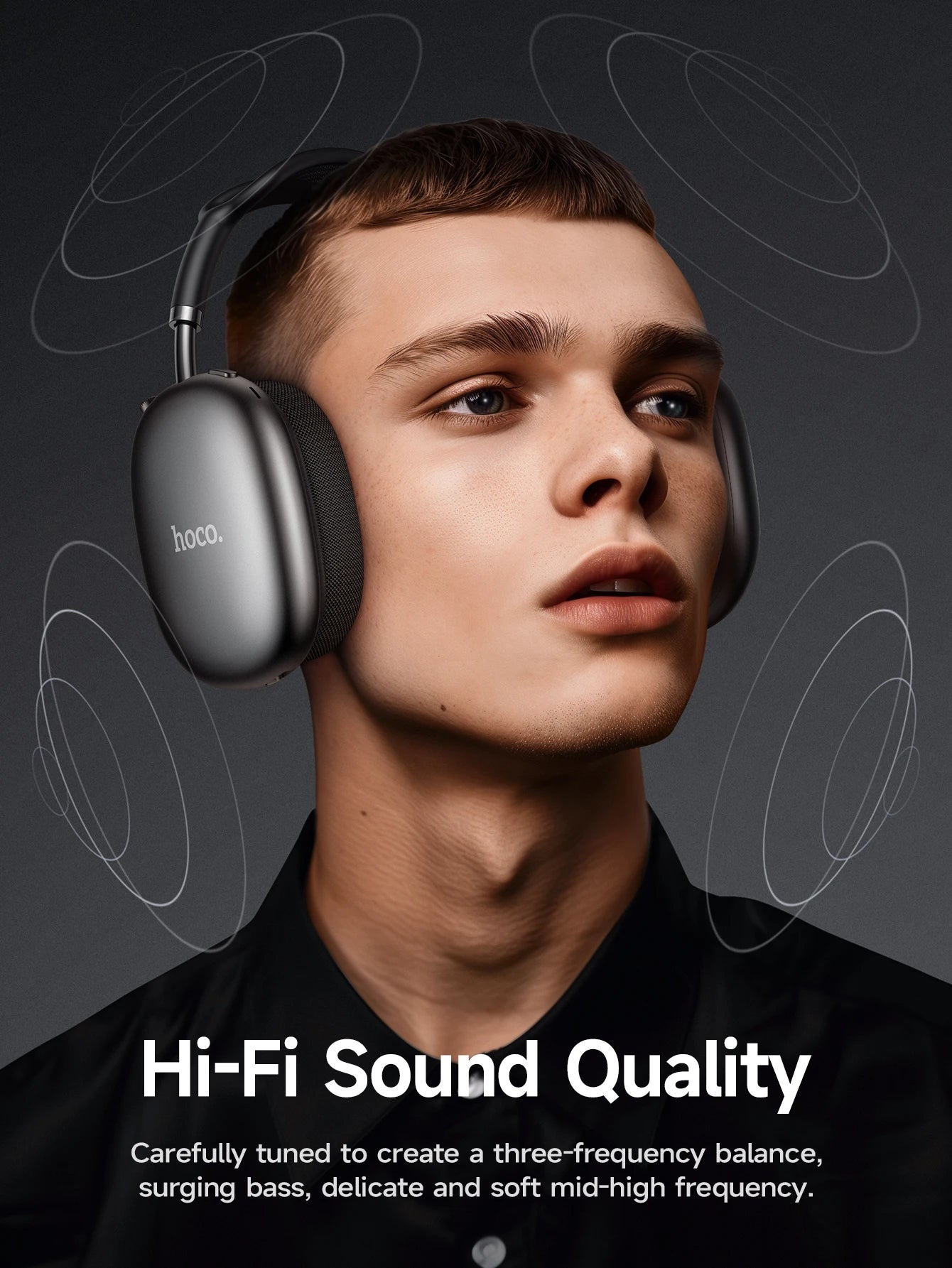 Auriculares HOCO W55 Plus con cancelación de ruido ANC, Bluetooth 5.4, inalámbricos, deportivos, supraaurales, para teléfonos inteligentes, modo AUX.