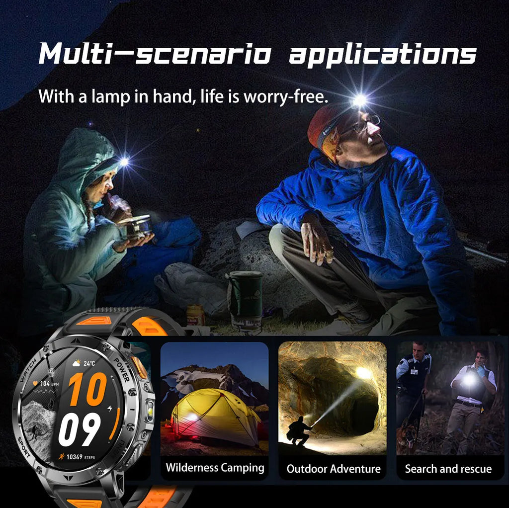 Reloj Inteligente Militar 1400mAh 10ATM Linterna