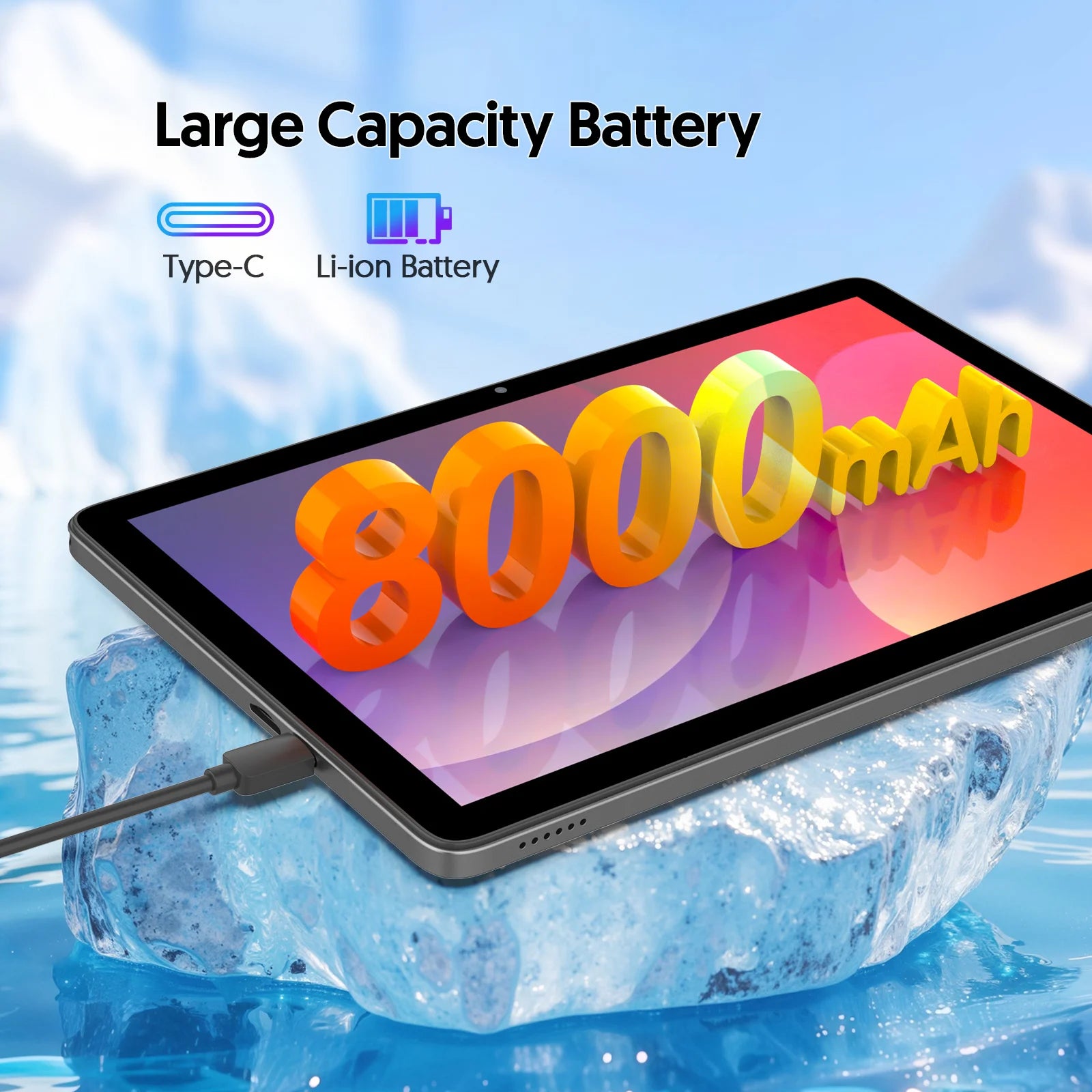 BAKEN tableta Android 15 de 10 pulgadas, procesador penta-core A333, 24GB (6GB + 18GB de expansión) RAM + 128GB ROM, 5G WiFi, 8000mAh