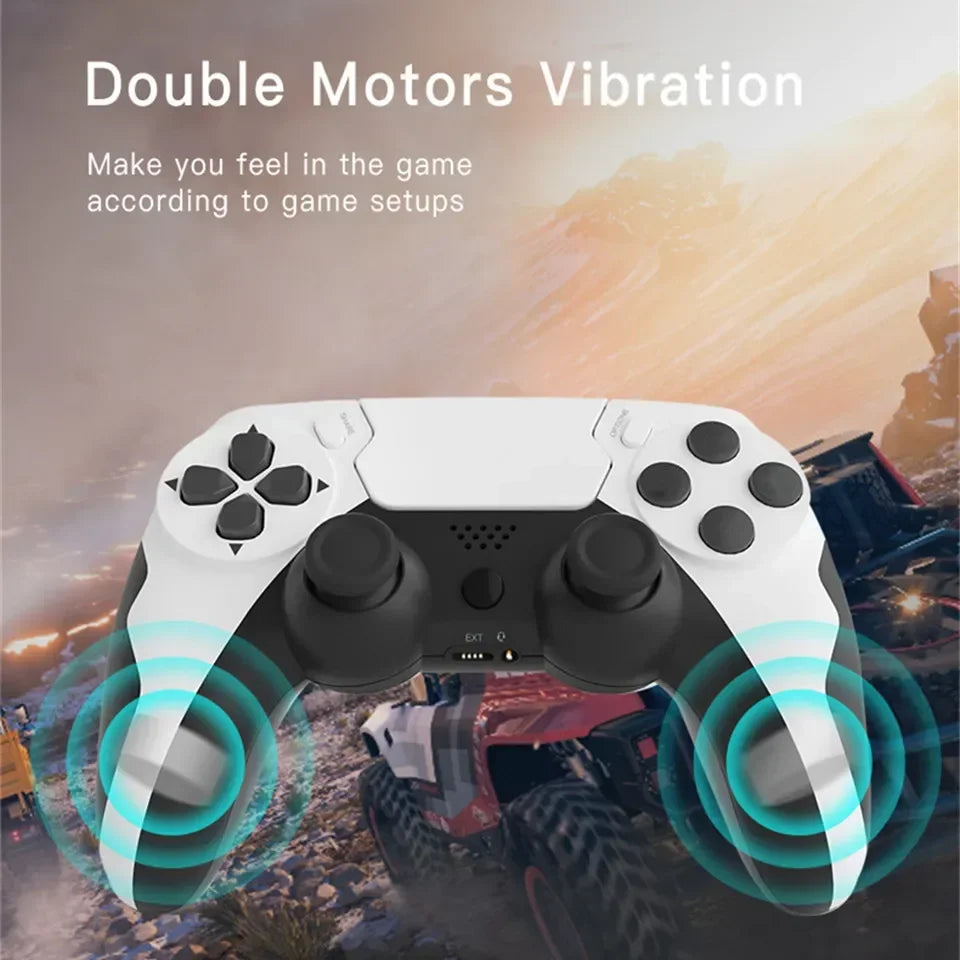 GAMINJA-mando inalámbrico con Bluetooth, doble vibración, 6 ejes, panel táctil, micrófono, puerto de auriculares para PS4, PS3, PC