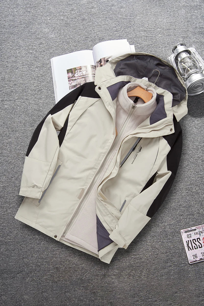 Chaqueta 3 en 1 Senderismo para Mujer Impermeable Rompevientos