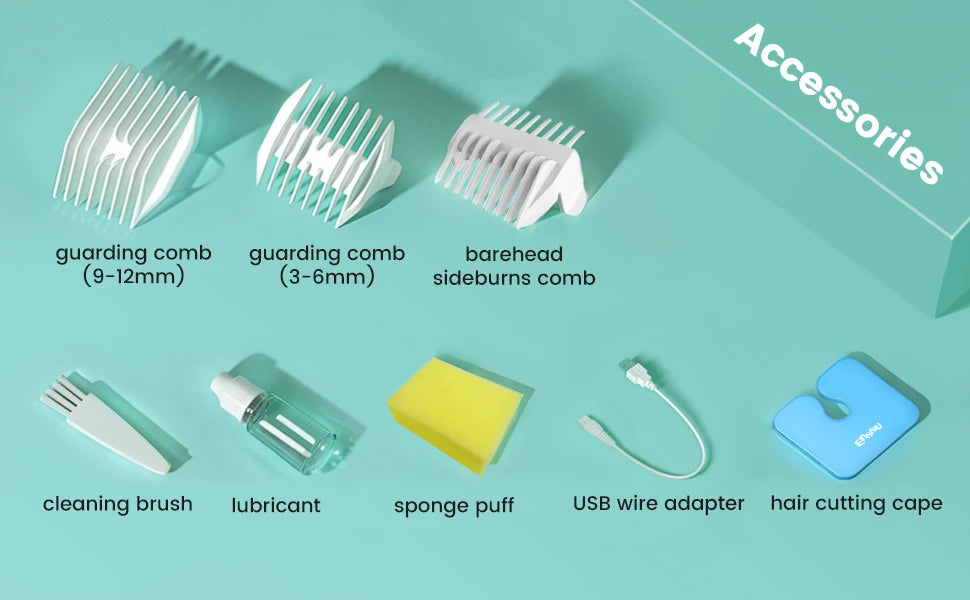ENSSU-cortadora de pelo al vacío para niños pequeños, Kit de corte de pelo inalámbrico de dos modos, cortadora de pelo recargable