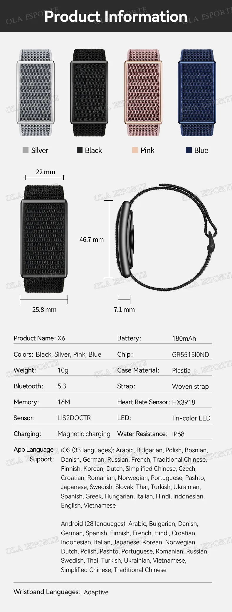 Reloj Inteligente sin Pantalla Oxígeno 24H