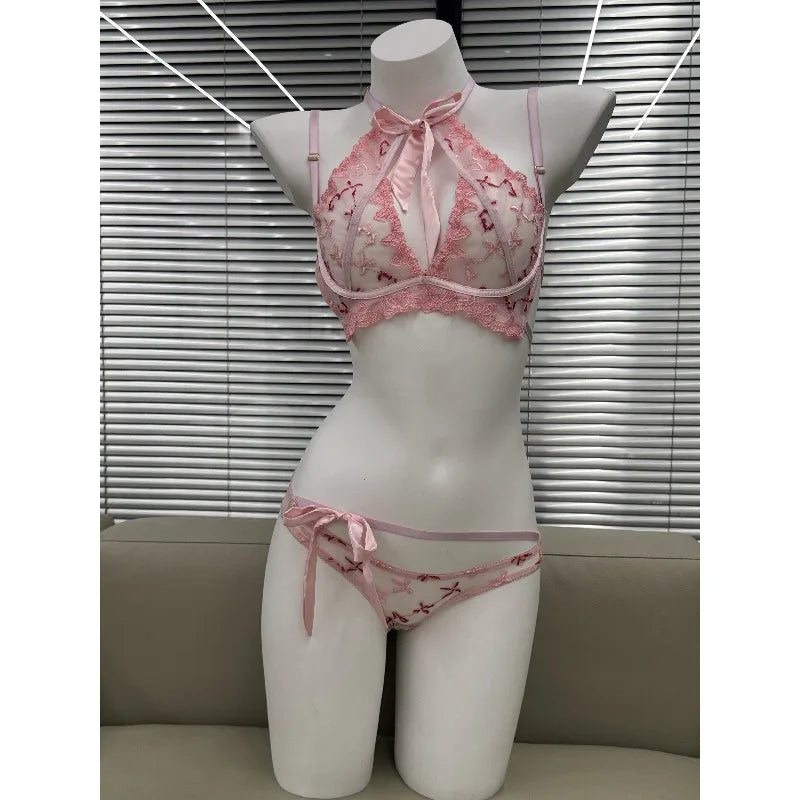 Conjunto de Bralette y Bragas con Bordado Mariposa para Mujer