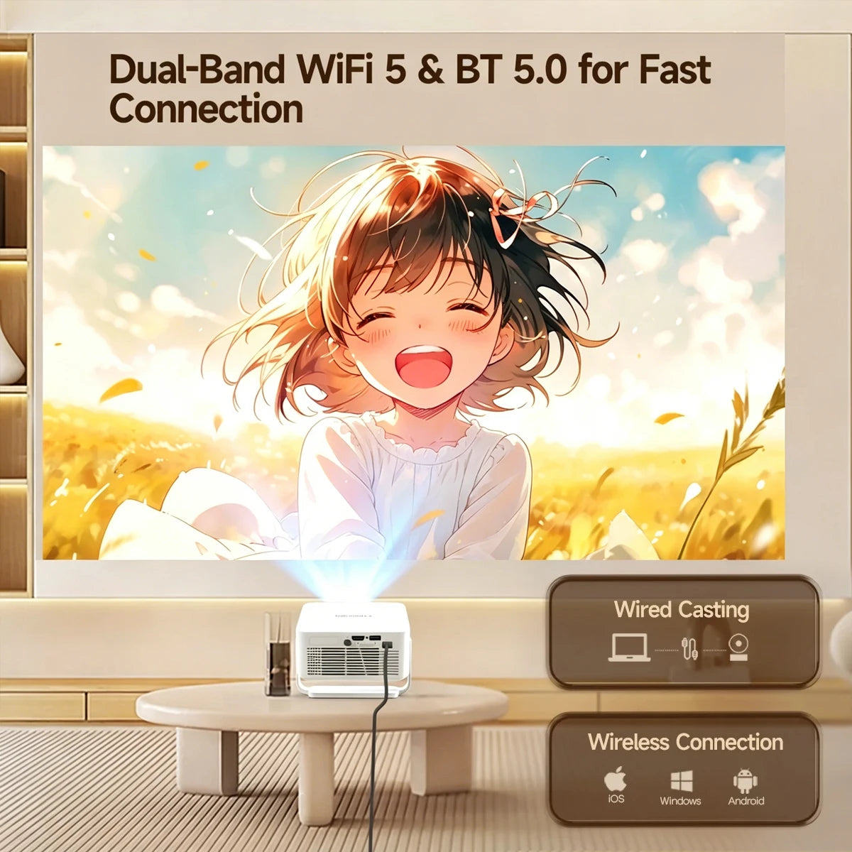 Proyector Magcubic HY300GT con Licencia Oficial de Google TV, Proyector Inteligente HD con Enfoque Automático, 400 ANSI Lúmenes, Android para Cine en Casa