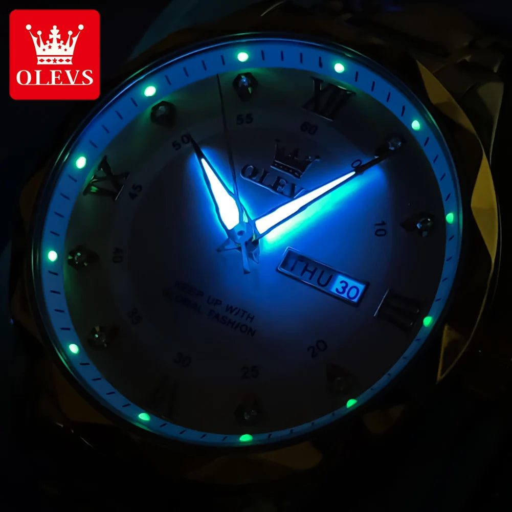 Reloj de Cuarzo OLEVS para Hombre con Calendario de Acero Inoxidable