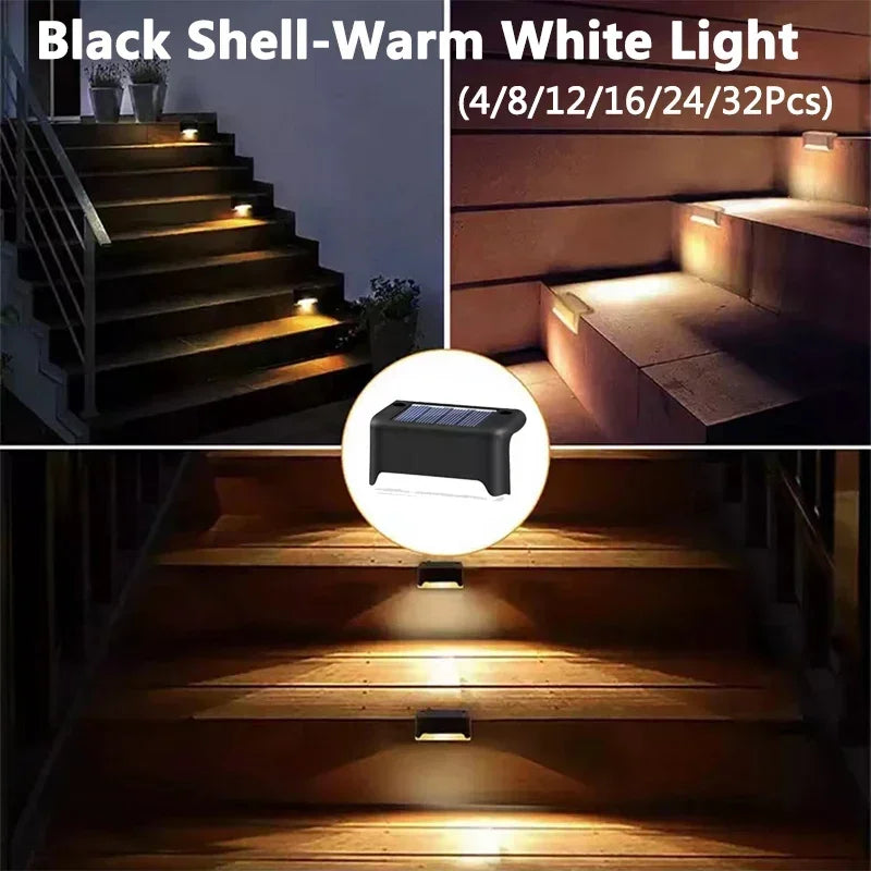 32/24/16/12/8/4 Uds luces solares para cubierta luces LED impermeables para exteriores para valla lámpara de paso de jardín para Patio escaleras barandilla camino paso