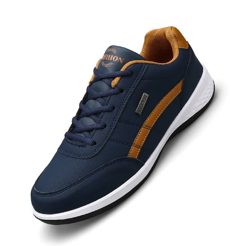 Zapatillas de deporte para hombre, zapatos deportivos informales, zapatos de cuero para caminar al aire libre para hombre, fondo suave para las cuatro estaciones