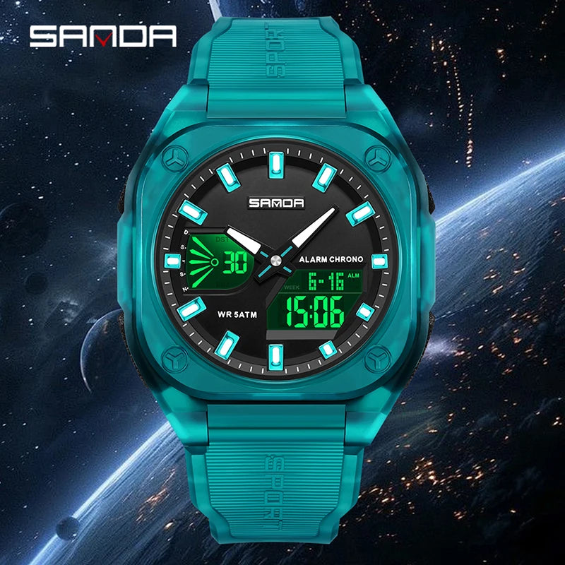 Reloj Digital Deportivo SANDA 6268 para Hombre Impermeable Multifunción