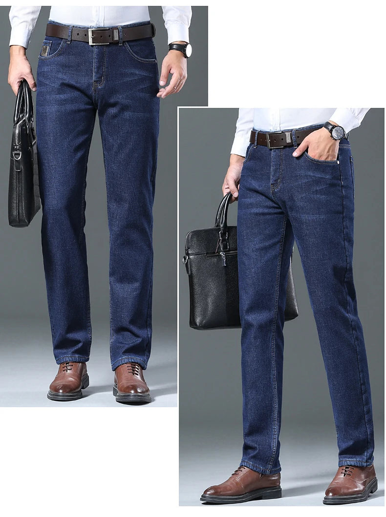 Pantalones Vaqueros Holgados para Hombre, Elásticos, con Forro Polar
