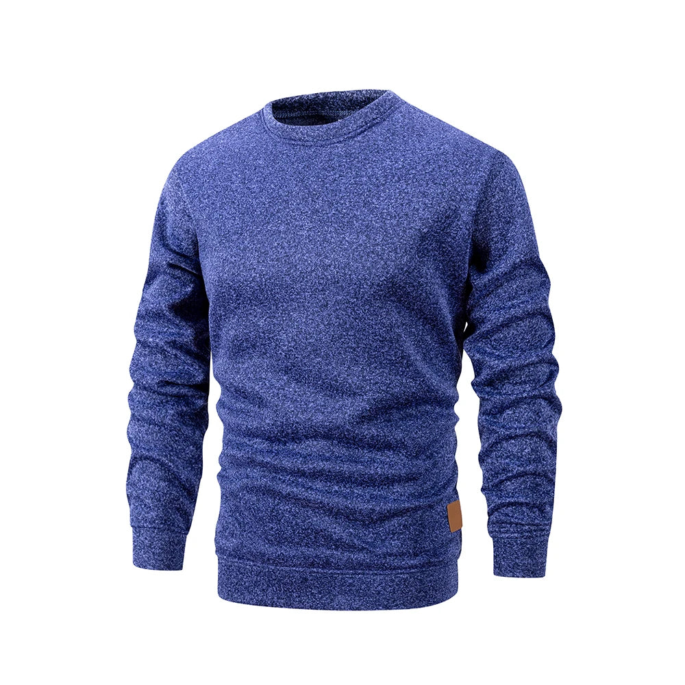 Suéter de punto para hombre, cuello redondo, colores sólidos