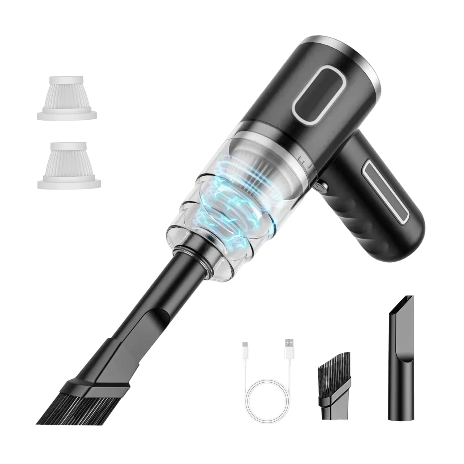 Aspirador de coche inalámbrico, aspirador de mano recargable de succión fuerte y plumero de aire para el hogar, coche, mascota y oficina