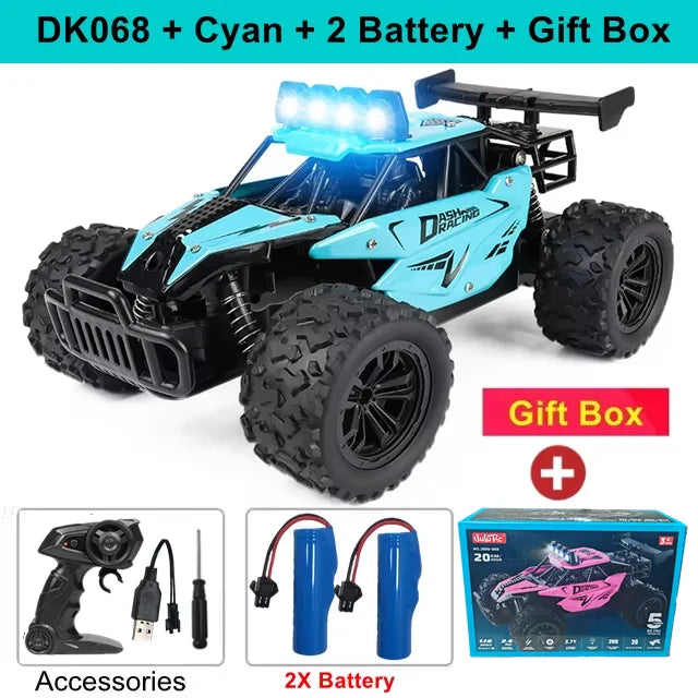 Coche RC 1:16 con Luces LED, Todoterreno, Vehículo de Escalada