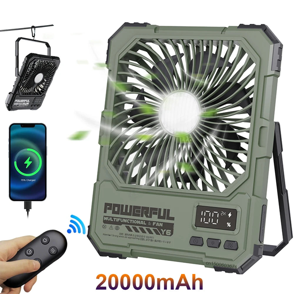 Ventilador de Techo para Acampar 20000mAh con Luz