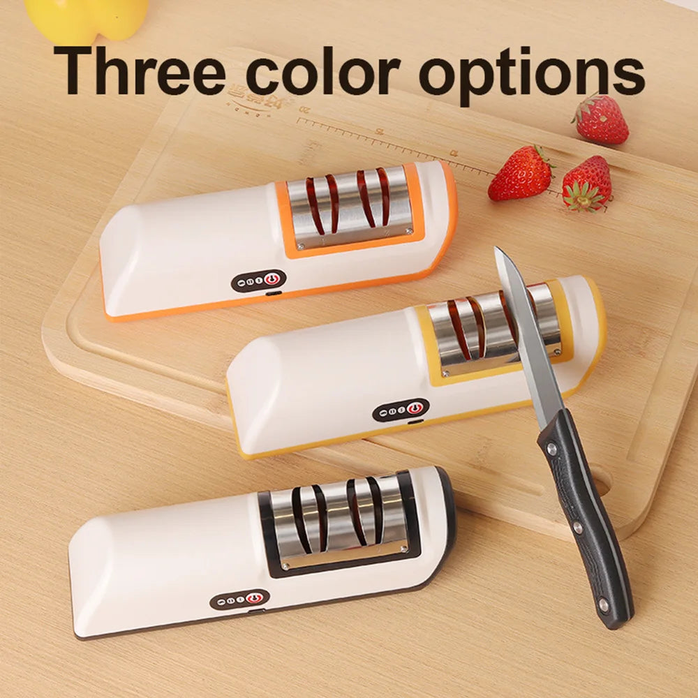 Afilador de cuchillos eléctrico, utensilios de cocina totalmente automáticos, afilador de cuchillos potente profesional de 4 velocidades, cuchillo de cocina doméstico sh