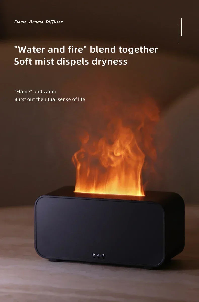 Humidificador Difusor de Aromas, Aceites Esenciales, Mini Humidificador con Llama Automática, Difusor de Fragancias para el Hogar con Luz LED