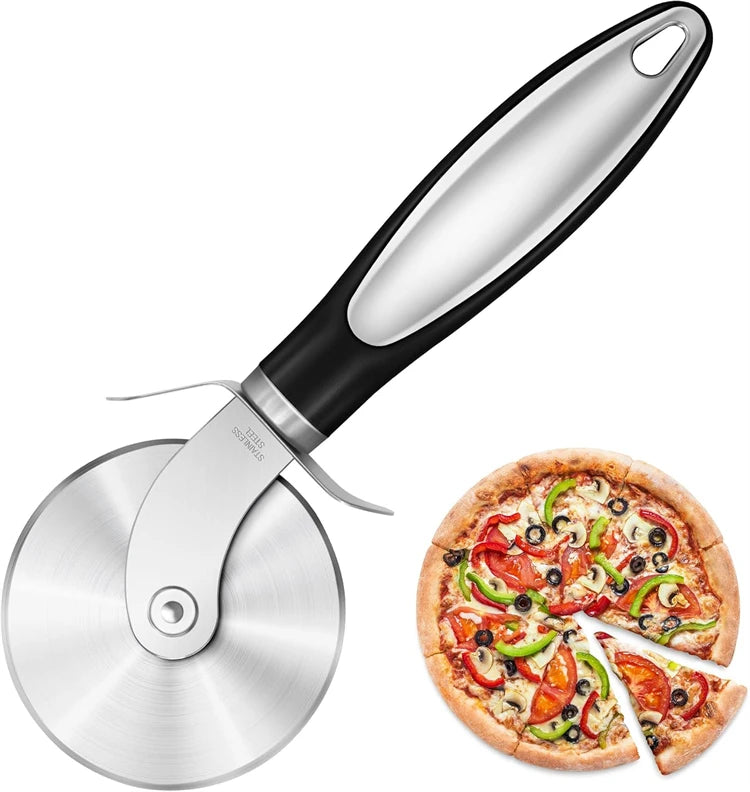 Cortador de Pizza Premium, rueda cortadora de Pizza de acero inoxidable, rebanador de Pizza súper afilado con mango antideslizante, utensilios de cocina JT542