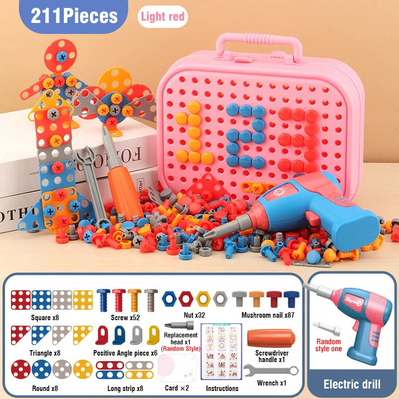 Set de Herramientas de Juguete para Niños con Taladro y Tuercas