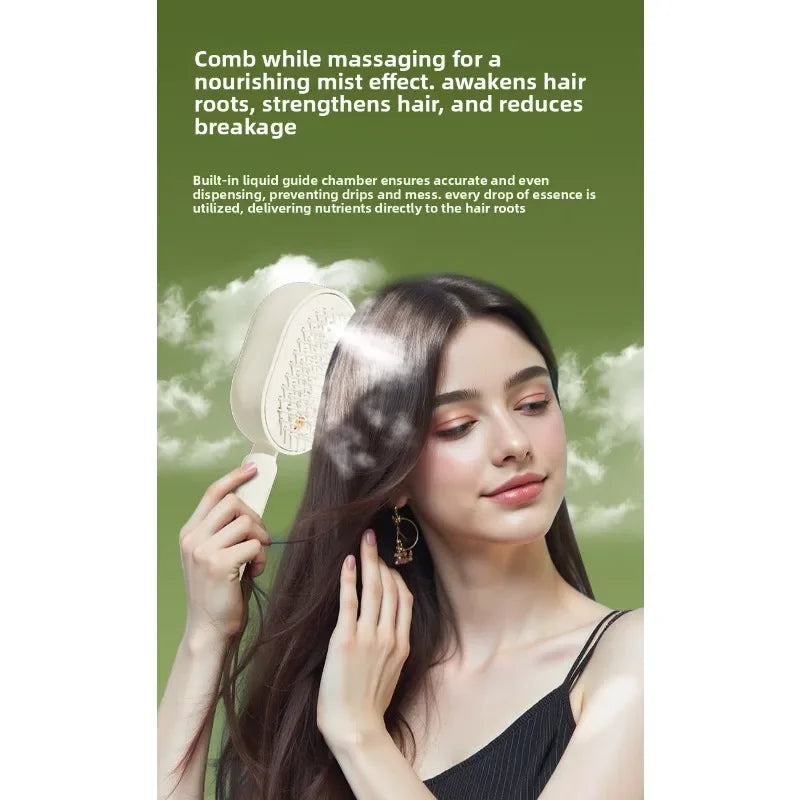 Peine eléctrico vaporizador con aceites esenciales para cabello, autolimpiante