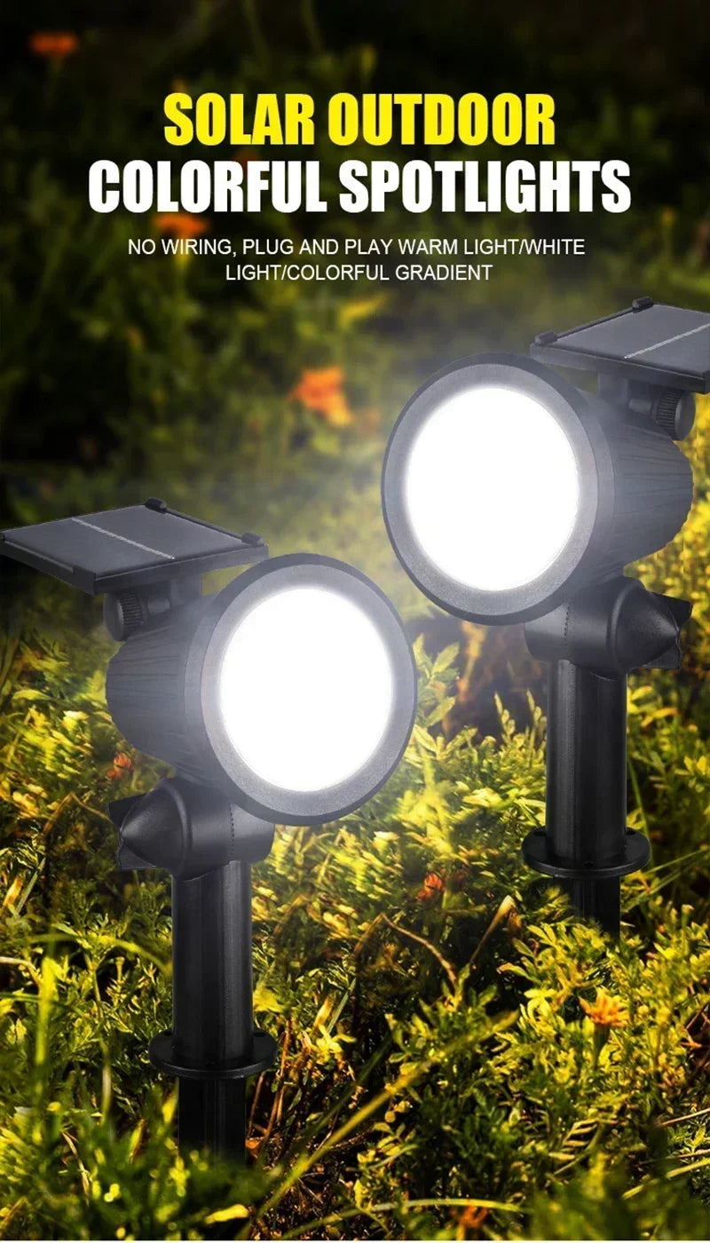 Luces solares al aire libre impermeables, luz de jardín de Navidad de Halloween, focos de paisaje de colores, iluminación de lámpara puntual