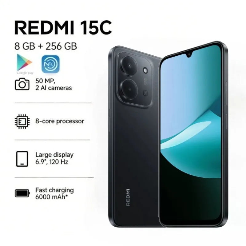 Redmi 15C 5G 8+256GB | Pantalla 6.88" | Batería 6000mAh