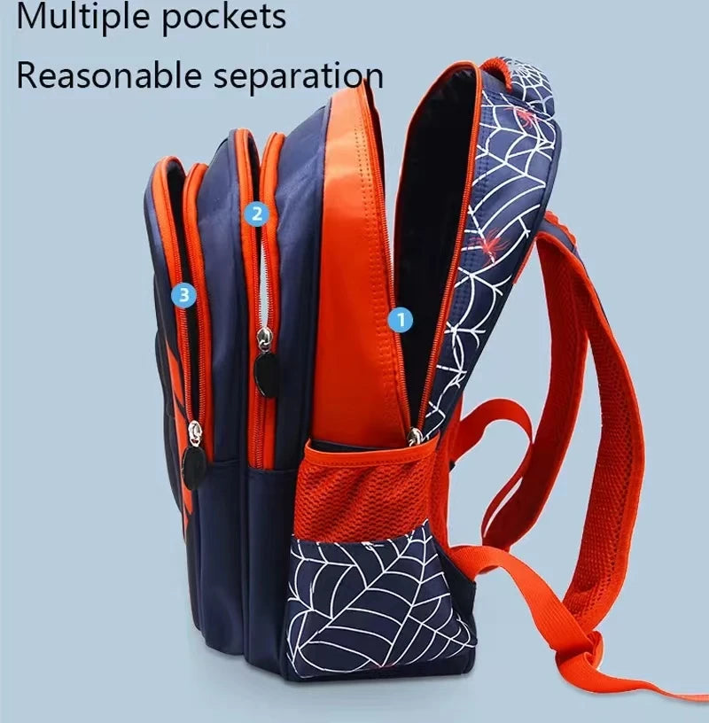 Mochila Escolar para Niños con Patrón de Araña