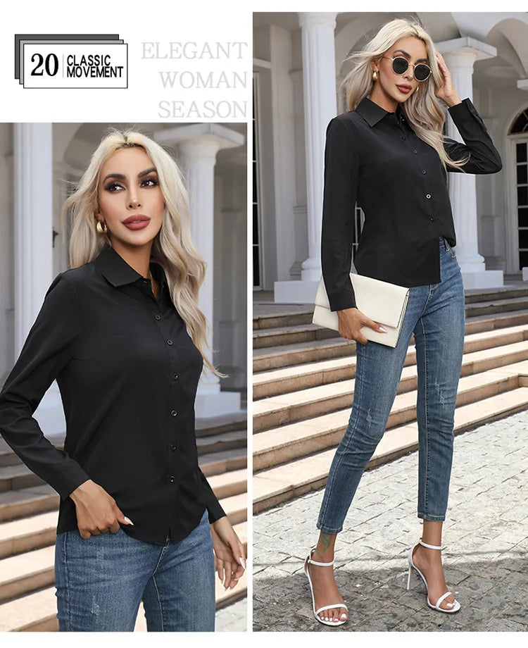 Blusa Elegante de Gasa con Botones para Mujer